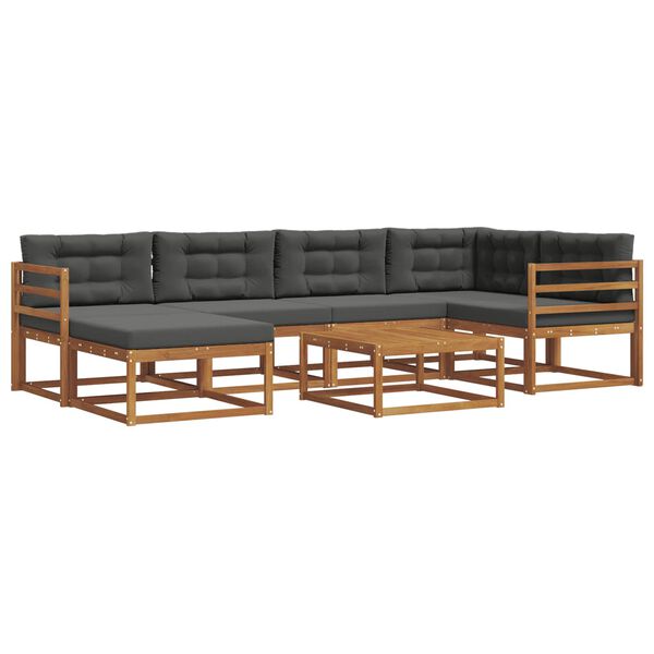 vidaXL Set vanjskih sofa s jastukom 7 pcs Prirodna i antracit