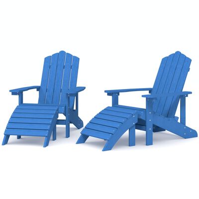 vidaXL Vrtne stolice Adirondack s osloncima za noge 2 kom HDPE plave