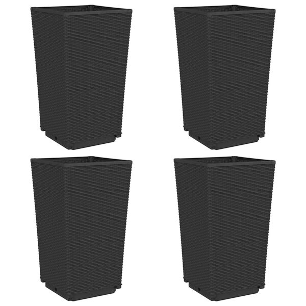 vidaXL Vrtne sadilice 4 kom crne 32,5 x 32,5 x 57 cm od PP-a