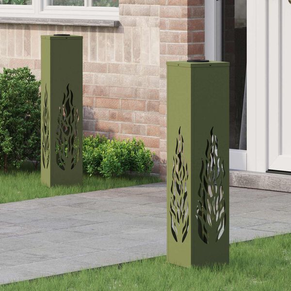 vidaXL Solarna LED svjetlost za stazu 2 pcs Maslinasto zelena