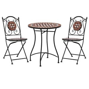 vidaXL 3-dijelni mozaični bistro set s keramičkim pločicama boje cigle