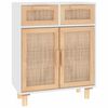 vidaXL Komoda bijela 60 x 30 x 75 cm masivna borovina i prirodni ratan