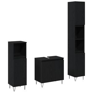 vidaXL Set namje&scaron;taja za kupaonicu 3 pcs Crni hrast 30 x 30 x 190 cm