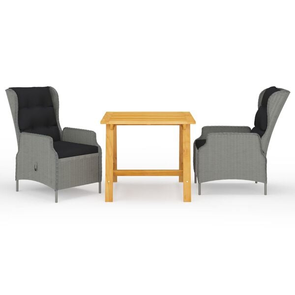 vidaXL 3-dijelni vrtni blagovaonski set svjetlosivi