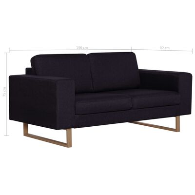 vidaXL 2-dijelni set sofa od tkanine crni