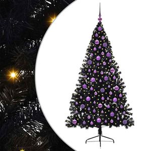 vidaXL Umjetno predsvijetljeno božićno drvce Crna 180 cm PVC