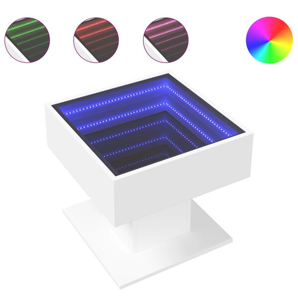 vidaXL Stolić za kavu LED bijeli 50x50x45 cm od konstruiranog drva