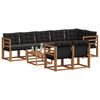 vidaXL Set vanjskih sofa s jastukom 9 pcs Prirodna i crna