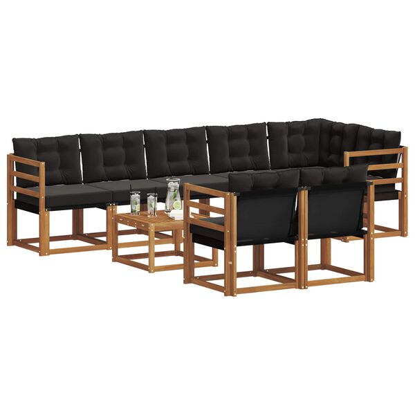 vidaXL Set vanjskih sofa s jastukom 9 pcs Prirodna i crna