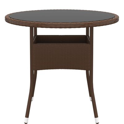 vidaXL Vrtni stol Ø 80 x 75 cm od kaljenog stakla i poliratana smeđi