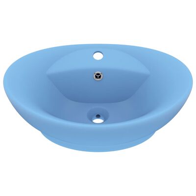 vidaXL Luksuzni ovalni umivaonik mat svjetloplavi 58,5x39 cm keramički