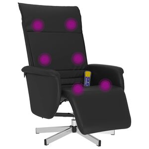 vidaXL Masažni naslonjač od umjetne kože s osloncem za noge crni