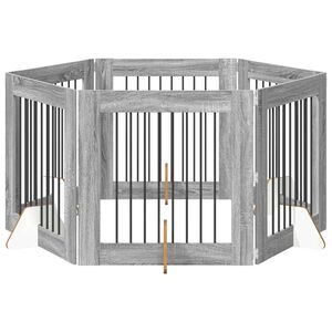 vidaXL Vrata za pse s postoljem 6 pcs Siva sonoma 80 x 80 cm
