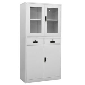 vidaXL Uredski ormarić svjetlosivi 90x40x180 cm čelik i kaljeno staklo