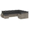 vidaXL 10-dijelni set vrtnih sofa od poliratana s jastucima sivi