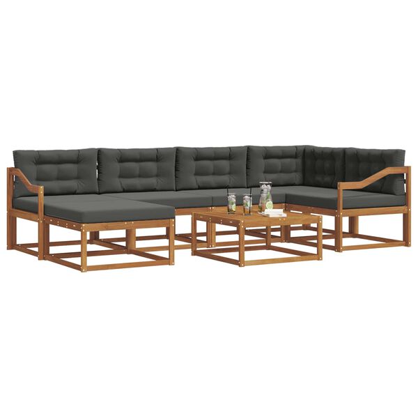 vidaXL Set vanjskih sofa s jastukom 7 pcs Prirodna i antracit