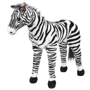 vidaXL Samostojeća pli&scaron;ana zebra crno-bijela XXL