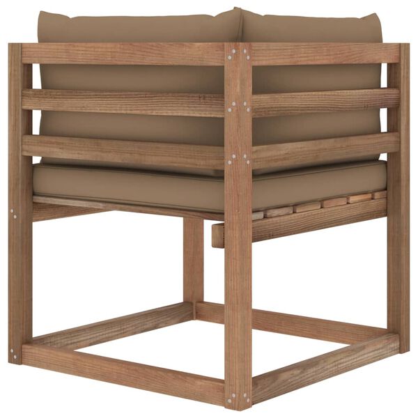 vidaXL Kutna vrtna sofa od paleta sa smeđesivim jastucima