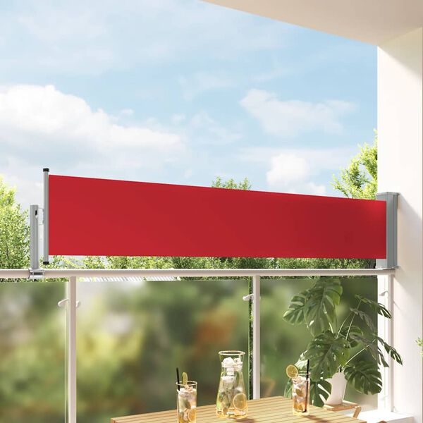 vidaXL Uvlačiva bočna tenda za terasu 60 x 300 cm crvena