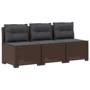 vidaXL Dvosjedni vrtni sofa s jastucima u ratan izgledu PP Smeđa