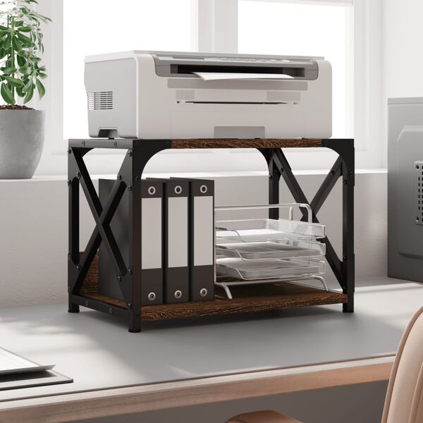 vidaXL Stalak za pisač 2 razine smeđa boja hrasta 44x26x31,5 cm drveni