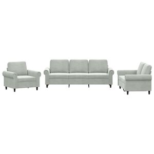 vidaXL 3-dijelni set sofa s jastucima svjetlosivi bar&scaron;unasti