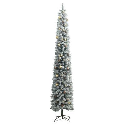 vidaXL Tanko božićno drvce 300 LED s kuglicama i snijegom 300 cm