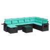 vidaXL 9-dijelni set vrtnih sofa s jastucima crni od poliratana