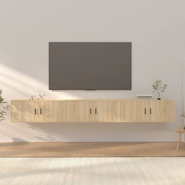 vidaXL Zidni TV ormarići 3 kom boja hrasta sonome 100x34,5x40 cm