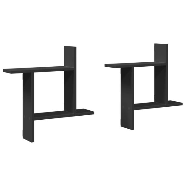 vidaXL Zidne police 2 kom crne 50 x 12 x 50 cm od konstruiranog drva