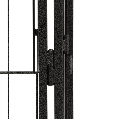 vidaXL Ograda za pse s 16 panela crna 100 x 50 cm čelik obložen prahom