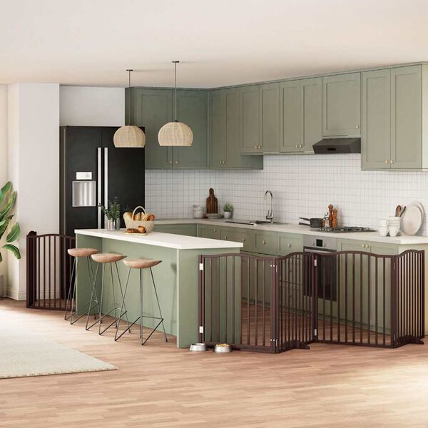 vidaXL Vrata za pse s vrata&scaron;cima 8 panela sklopiva 640 cm drvo topole