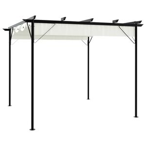 vidaXL Pergola s pomičnim krovom krem bijela 3 x 3 m čelična