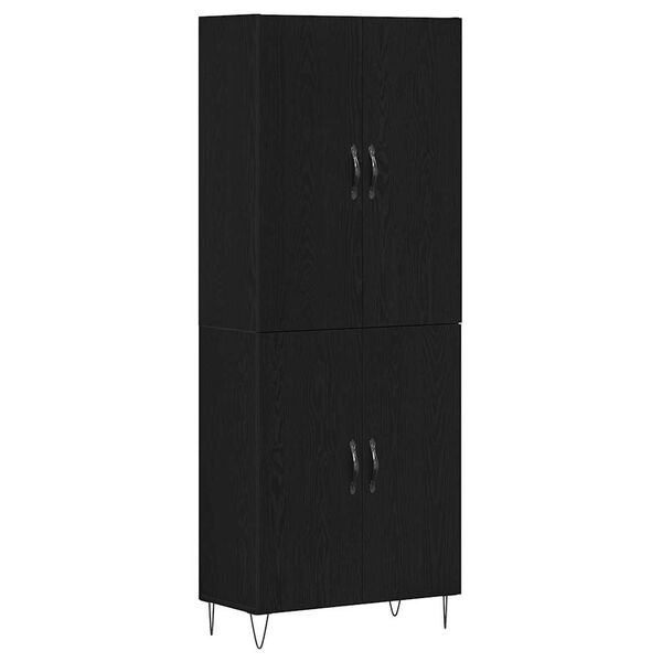 vidaXL Highboard 2 pcs Crni hrast Inženjersko drvo i staklo