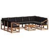 vidaXL Set vanjskih sofa 10 pcs Prirodna i crna Čvrsto drvo akacije