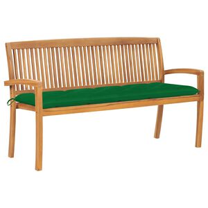 vidaXL Složiva vrtna klupa s jastukom 159 cm od masovne tikovine