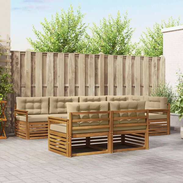 vidaXL Set vanjskih sofa s jastukom 7 pcs Prirodna i bež