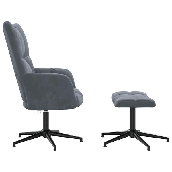 vidaXL Stolica za opu&scaron;tanje s osloncem za noge tamnosiva bar&scaron;unasta