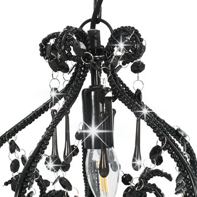 vidaXL Stropna svjetiljka s perlama crna okrugla E14