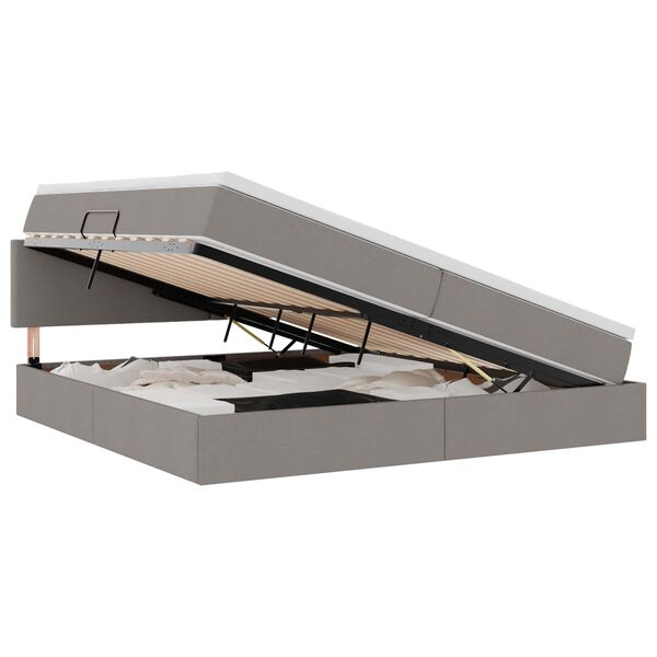 vidaXL Krevet s madracem i skladi&scaron;tem Sivo-smeđa 200 x 200 cm