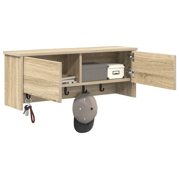 vidaXL Vje&scaron;alica za kapute na zidu Zidne Sonoma hrast 80 x 20 x 30 cm