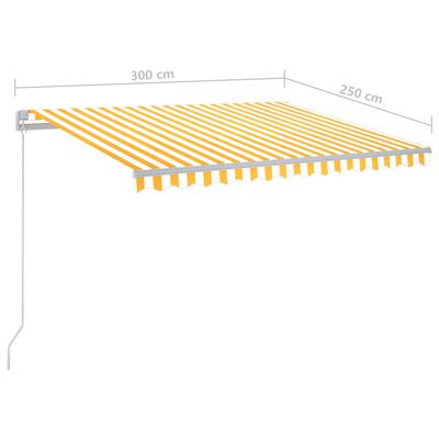 vidaXL Tenda na ručno uvlačenje s LED svjetlima 300x250 cm žuto-bijela