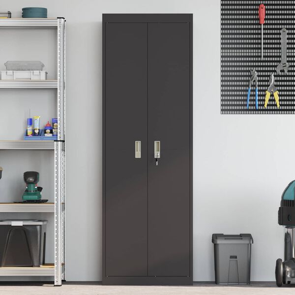 vidaXL Ormarić za pohranu s pohranom 2 pcs Crna 60 x 40 x 180 cm