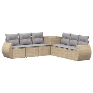 vidaXL Set sofe 7 kom. Bež i svijetlo siva Poli Rattan i čelik