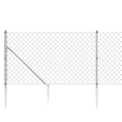 vidaXL Žičana ograda sa šiljastim držačima srebrna 0,8 x 25 m