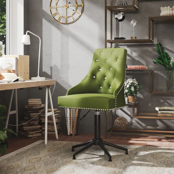 vidaXL Okretna blagovaonska stolica svjetlozelena bar&scaron;unasta