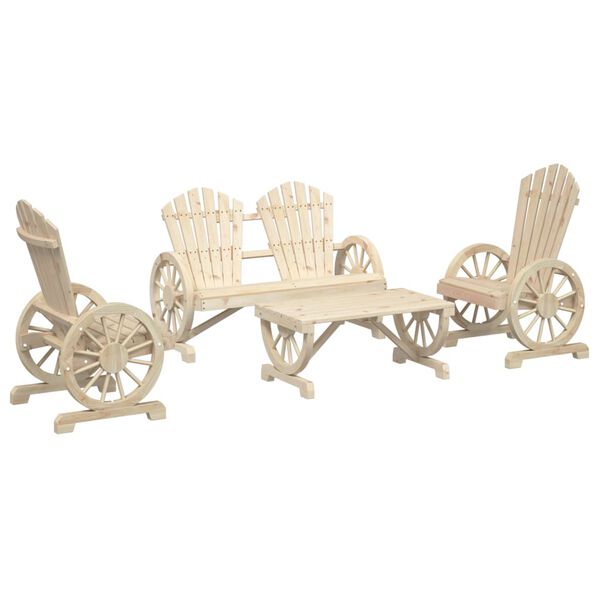 vidaXL 4-dijelna vrtna garnitura od masivne jelovine