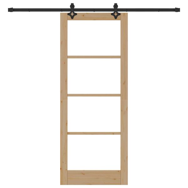 vidaXL Klizna vrata Prirodna 83 x 211 cm Masivna borovina i staklo