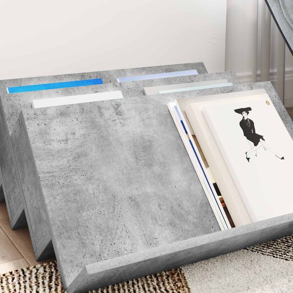 vidaXL Polica za časopise s policom Betonska siva 65 x 53 x 28,5 cm