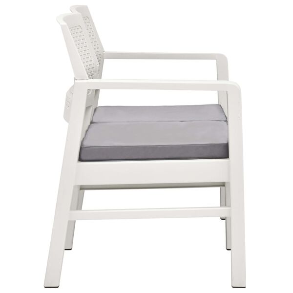 vidaXL 4-dijelna vrtna garnitura s jastucima plastična bijela